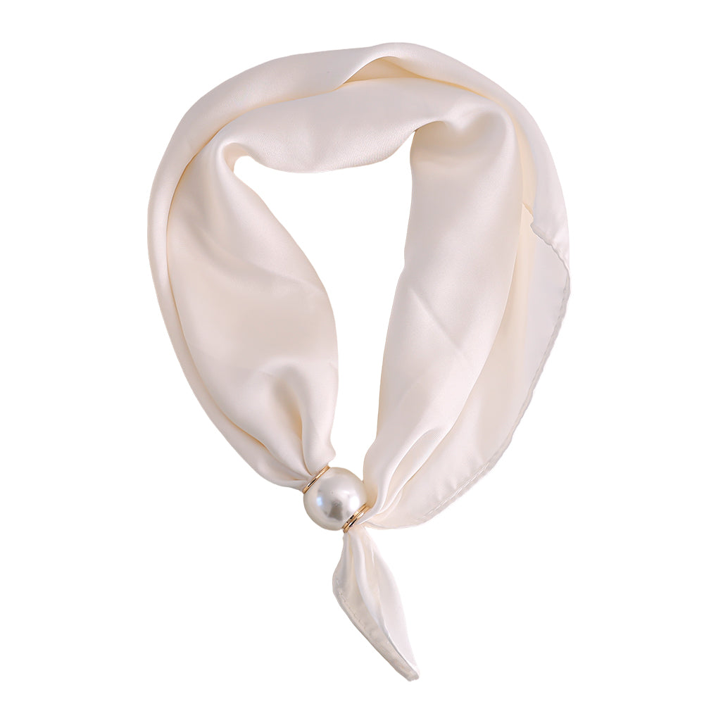 Damen Halstuch mit Perlen-Magnetverschluss – Creme