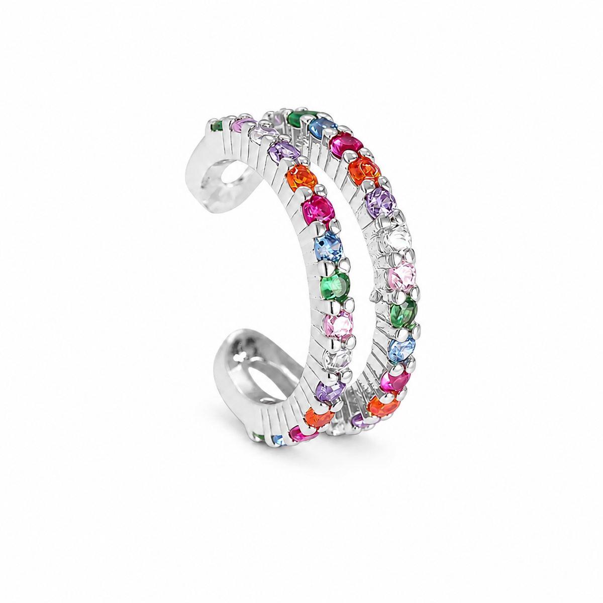 Earcuff - Rainbow Spark Silber