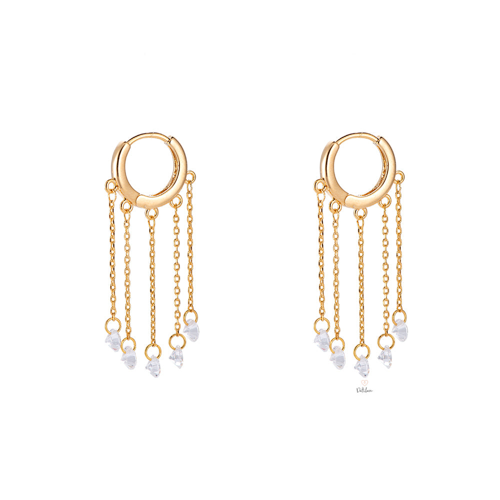 Crystal Chain Creolen Gold