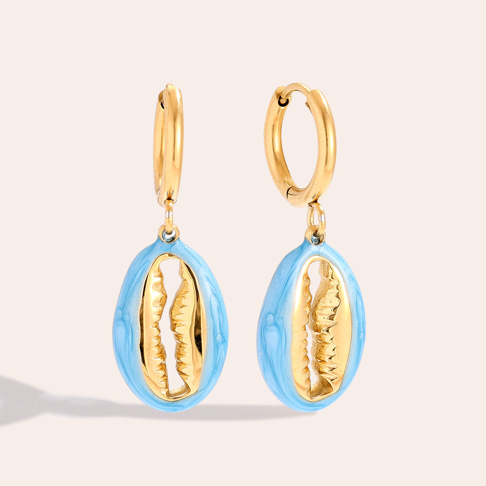 Goldene Blue Sealife Ohrringe – Detailansicht