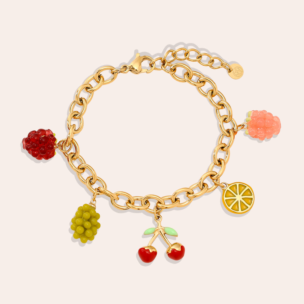 Goldene Fruit Party Armkette – Detailansicht
