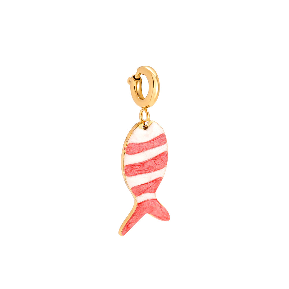 Charm - Fisch Rosa im 18K Gold look