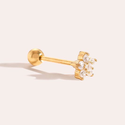 Zirkonia Blumen Piercing Gold