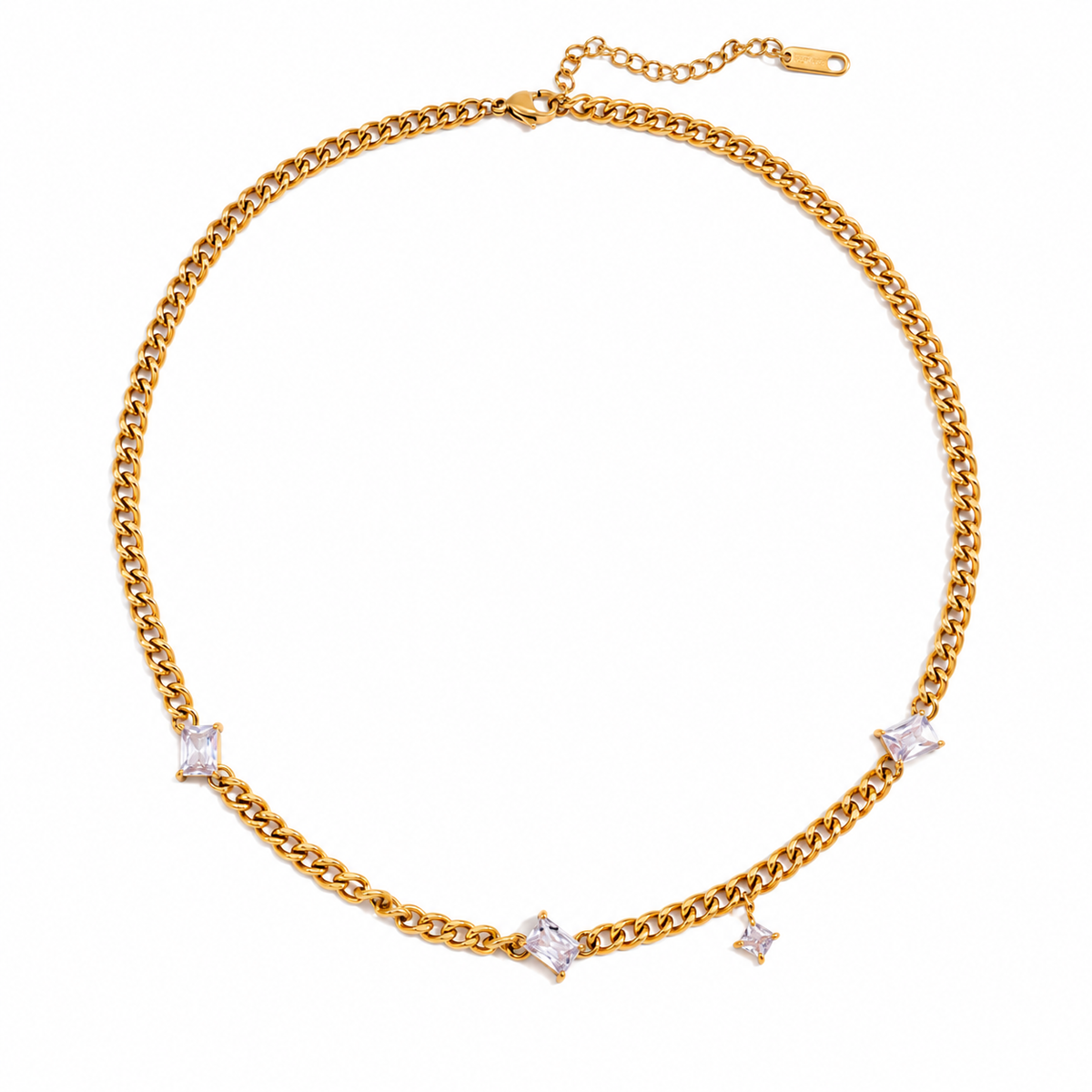 Gliederkette mit Zirkonia-Steinen - 18K Vergoldung