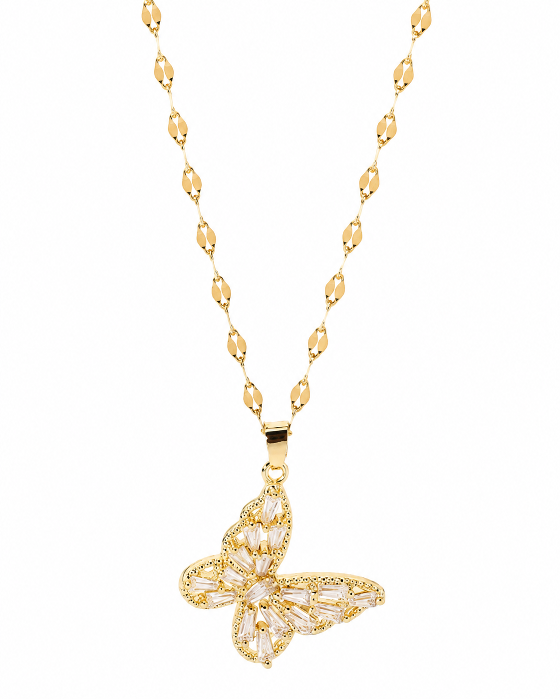 Crystal Butterfly Halskette – 18K Vergoldung