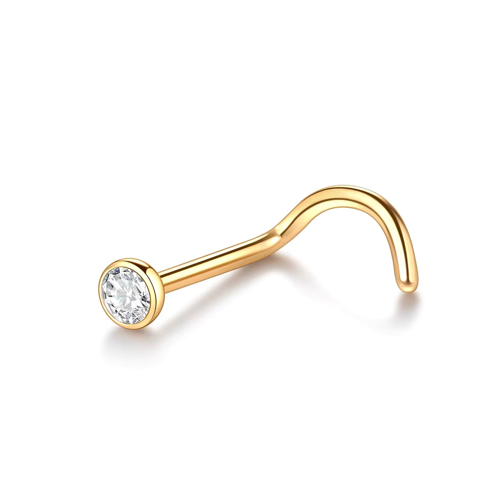 Crystal L-Bend Nasenpiercing – Gold 1,0 × 7 × 2 mm