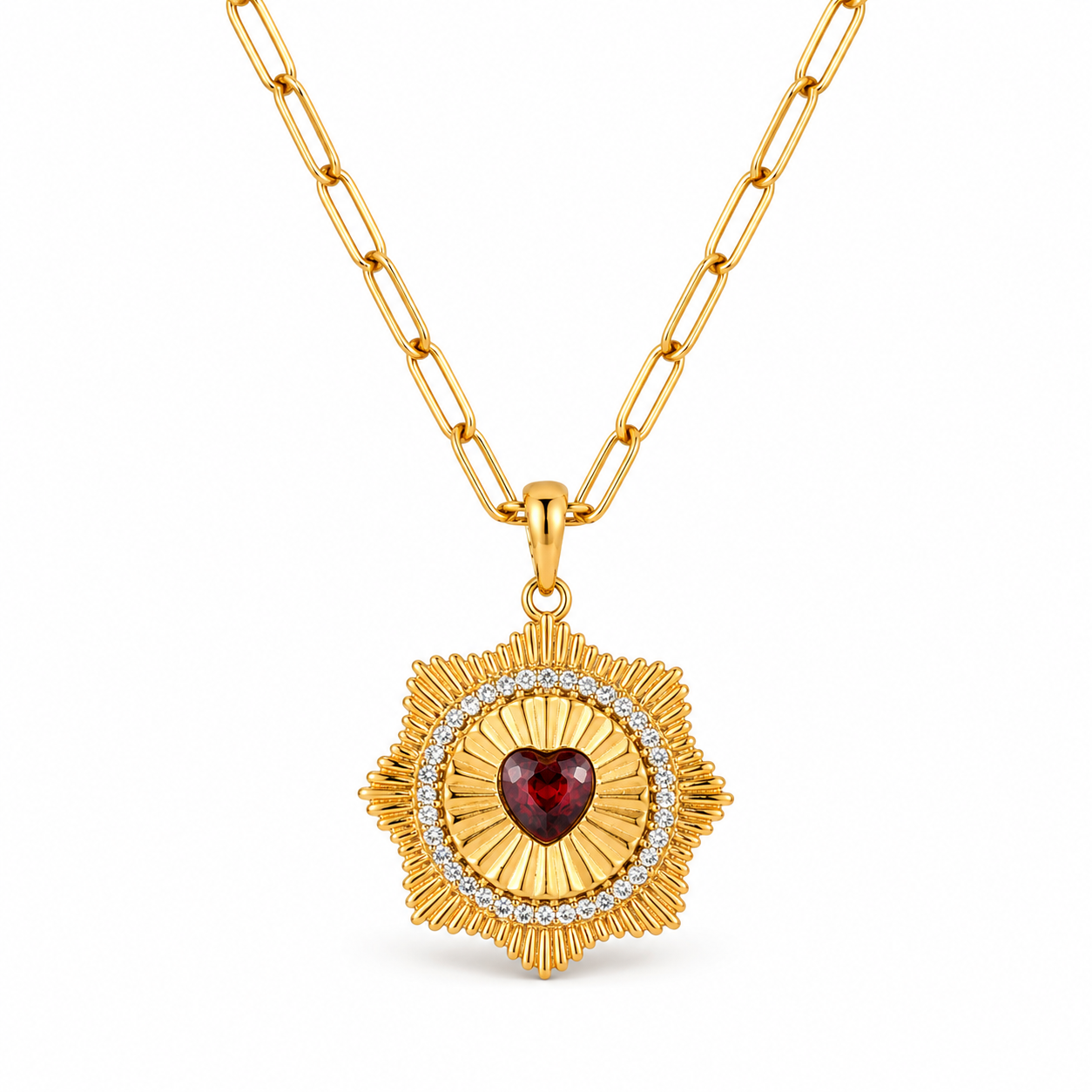 Goldene Herz Medaillon Halskette – 18K Vergoldung