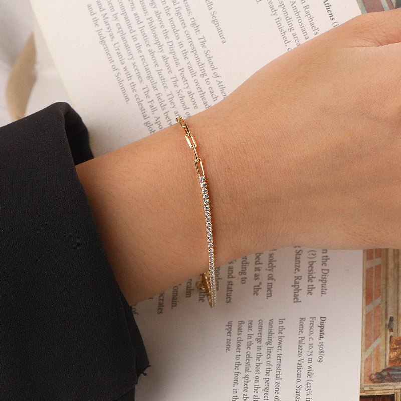 Chain & Sparkle Armband im 18K Gold Look - PULXERA