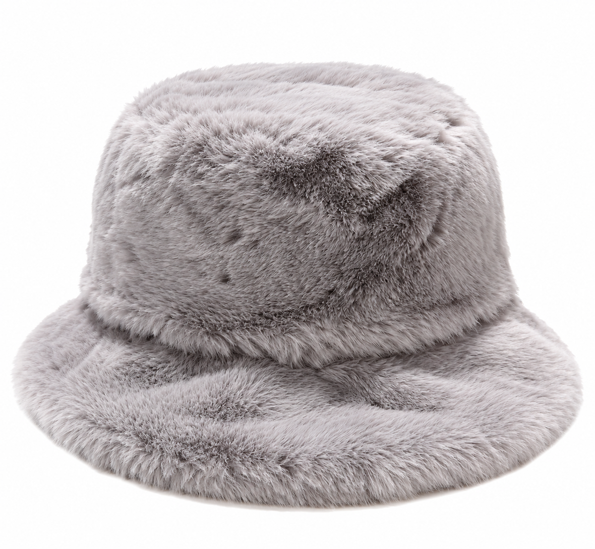 Fluffy Winter Bucket Hat – Grau