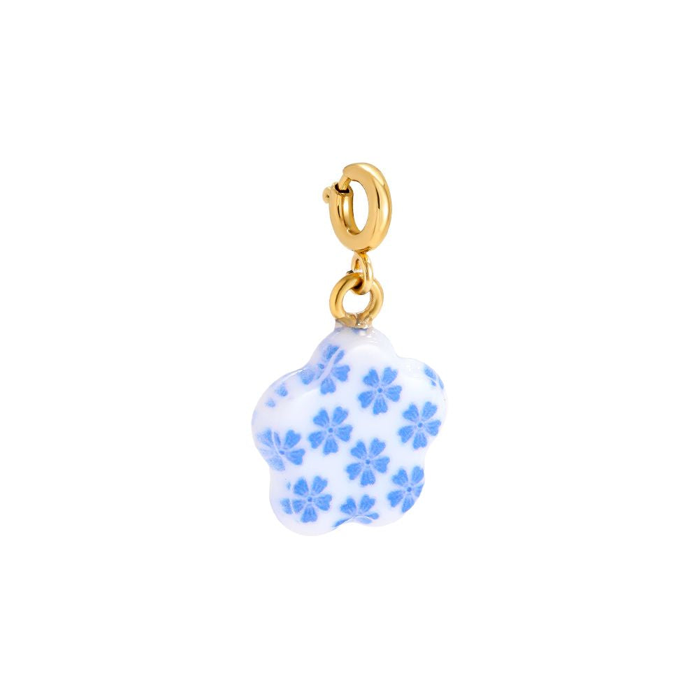 Charm - Blue Blossom im 18k Gold look