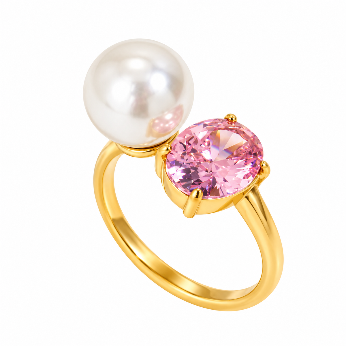 Pink Pearl Glow Ring – Gold