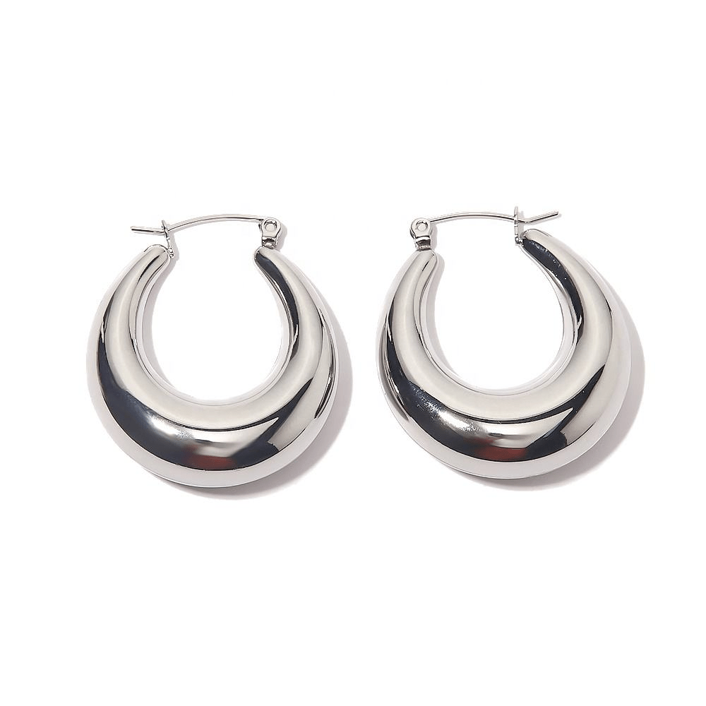 Liquid Silver Hoops – Tropfenförmige Creolen in Hochglanz - Silber - PULXERA