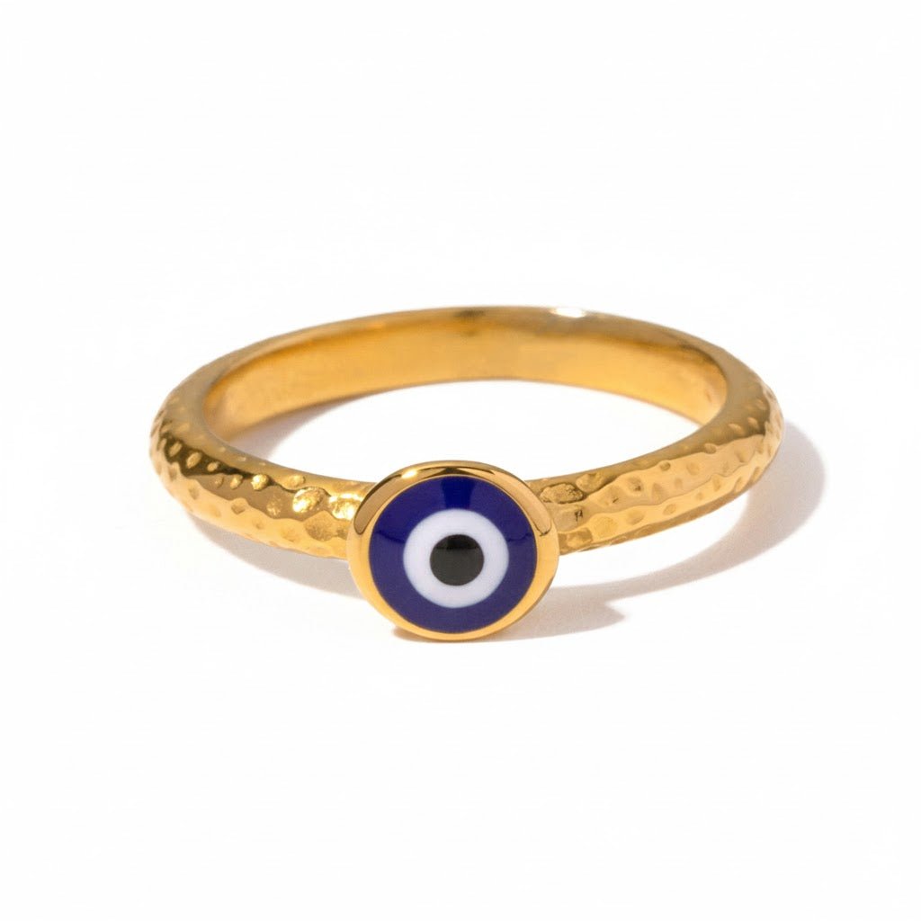 Nazar Eye Protection Ring – Feiner vergoldeter Ring - PULXERA
