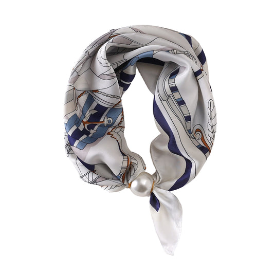 Damen Halstuch mit Perlen-Magnetverschluss – Maritimes Design