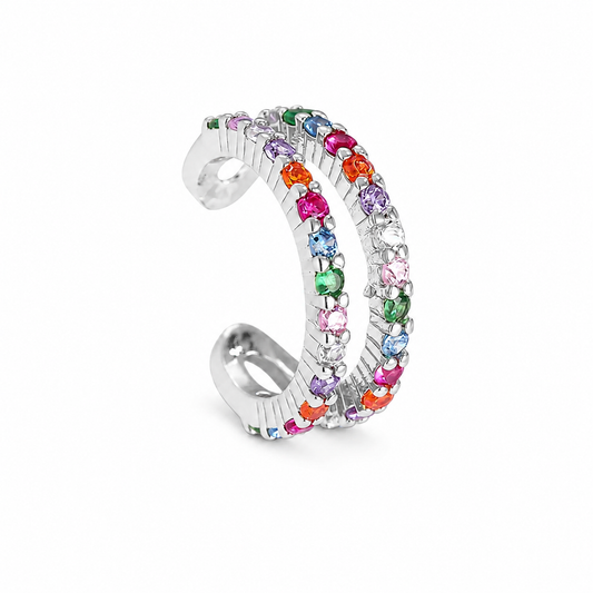 Earcuff - Rainbow Spark Silber