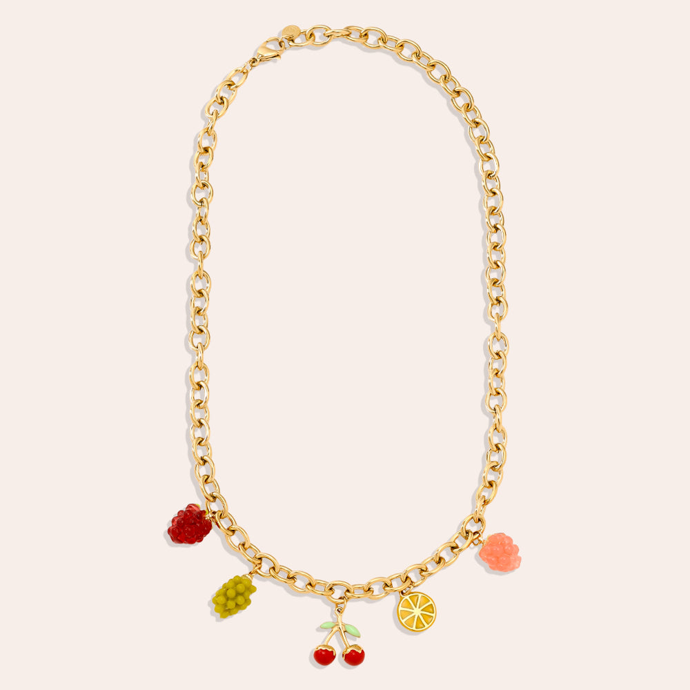 Goldene Fruit Party Halskette – Detailansicht