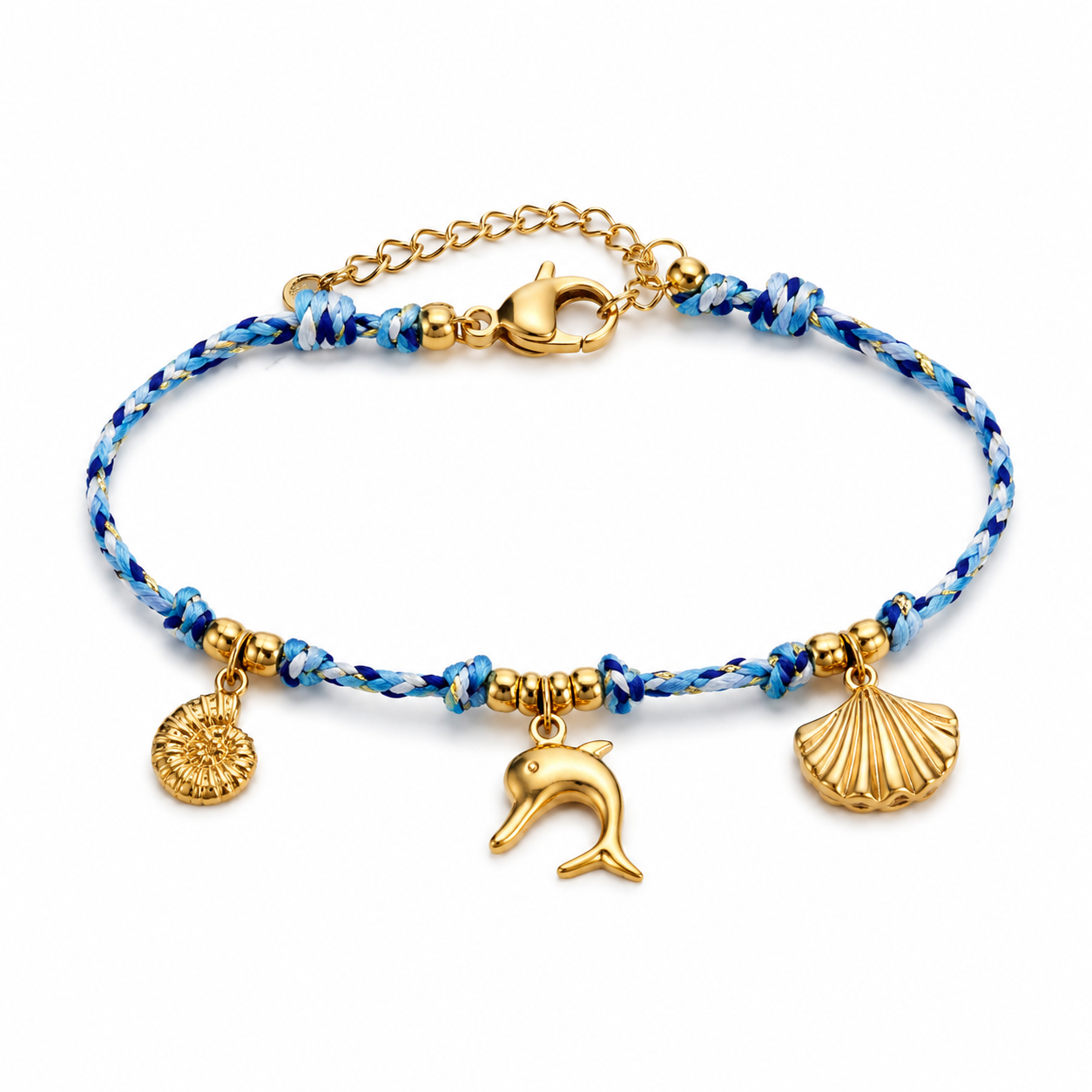 Ocean Charm Fußkette Gold Blau