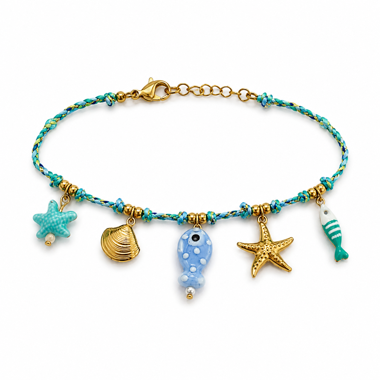 Ocean Charm Fußkette Gold Blau