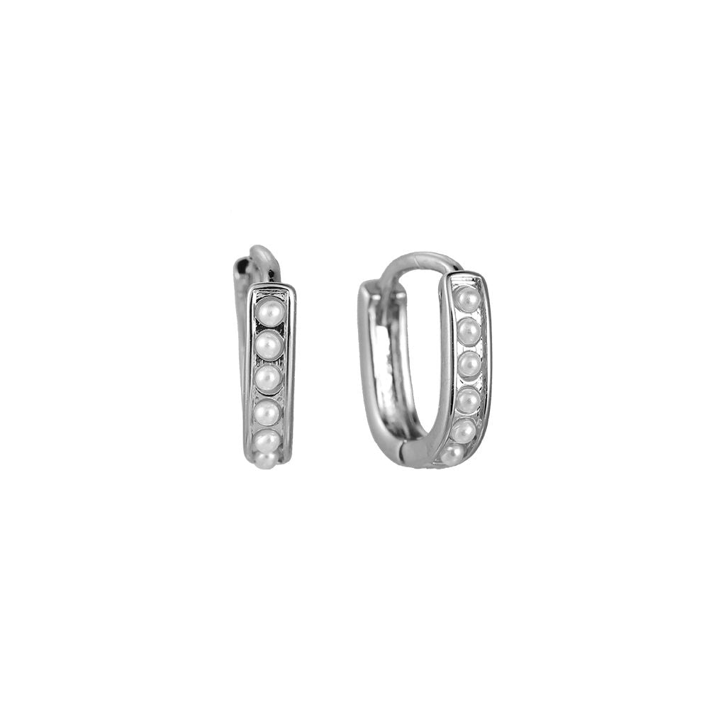Silberne Pearl Hoop Creolen