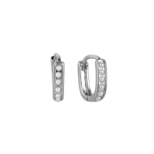 Silberne Pearl Hoop Creolen