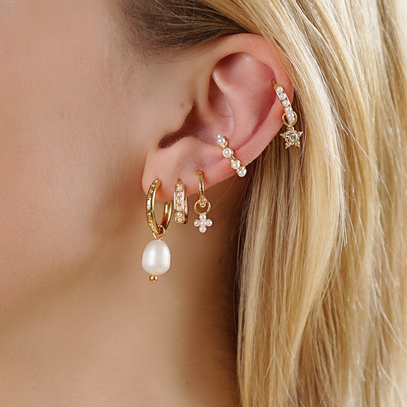 Silberne Pearl Hoop Creolen