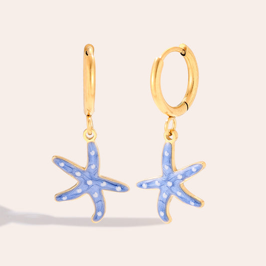 Goldene Blue Sea Star Ohrringe