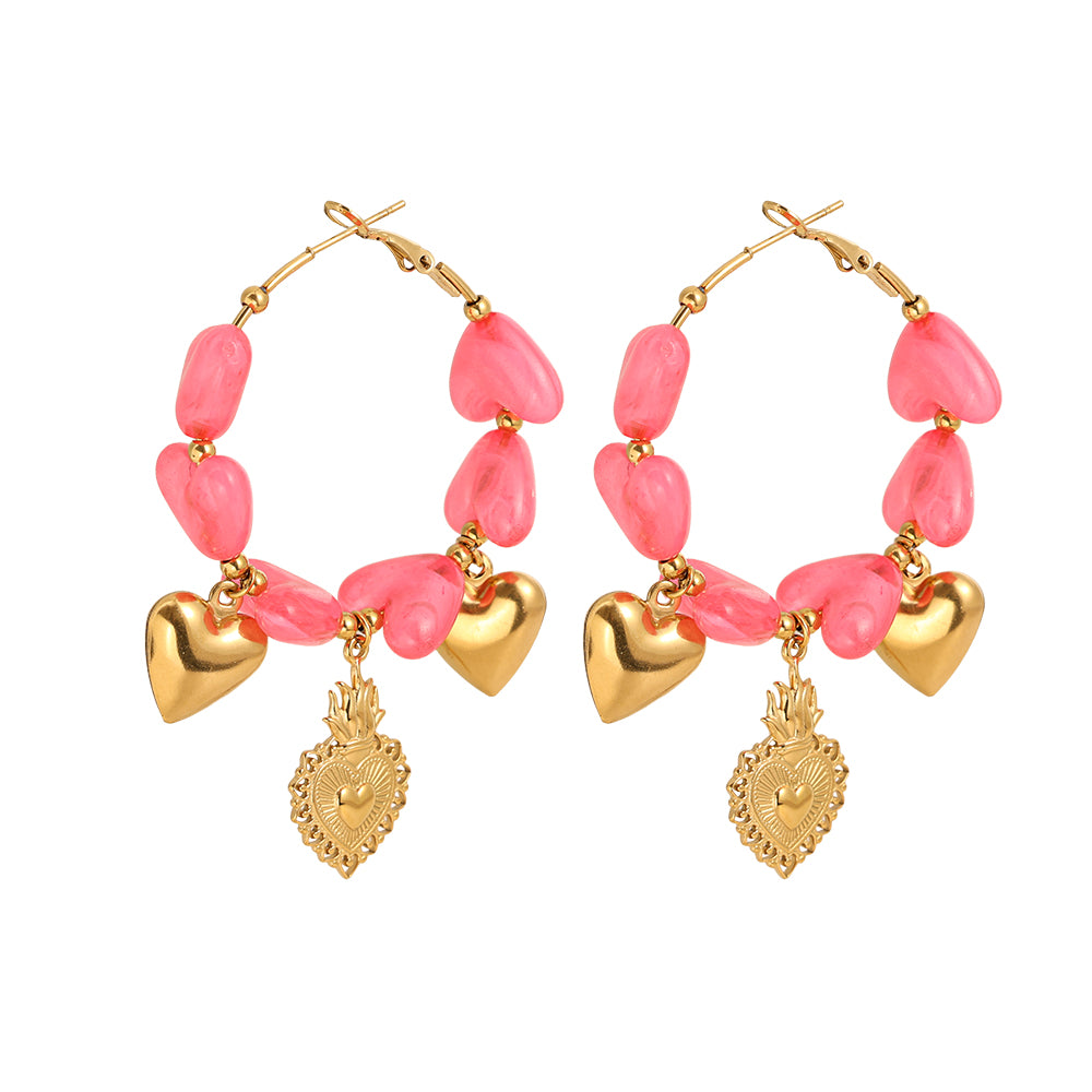 Acrylic Hearts Creolen Pink