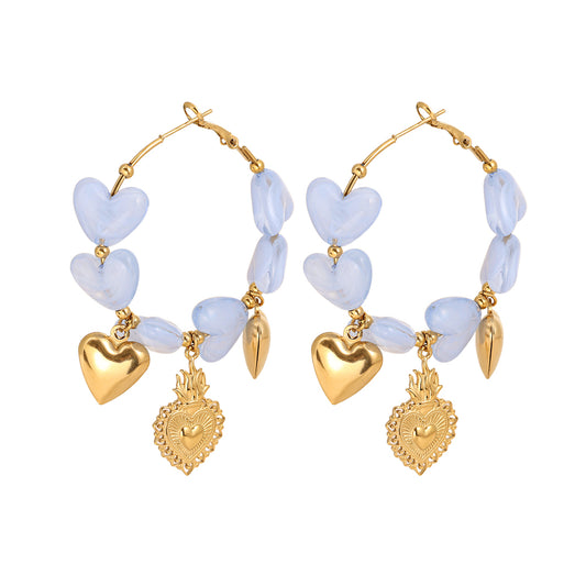 Acrylic Hearts Creolen Blau