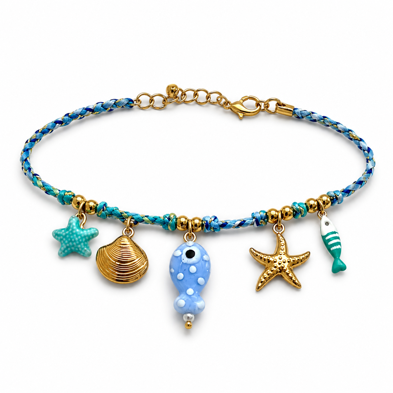 Ocean Charm Fußkette Gold Blau