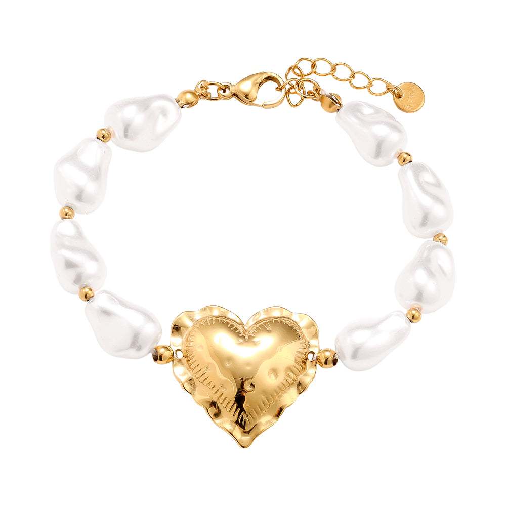 Goldene Herz Armkette mit Perlen