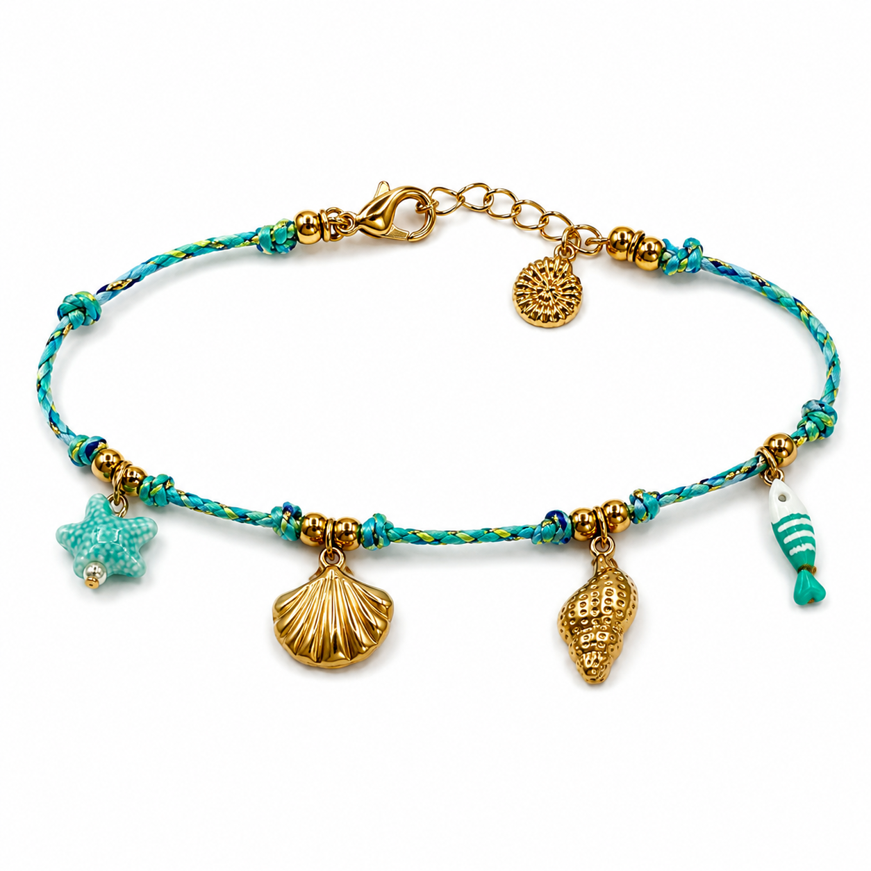 Ocean Charm Fußkette Gold Blau