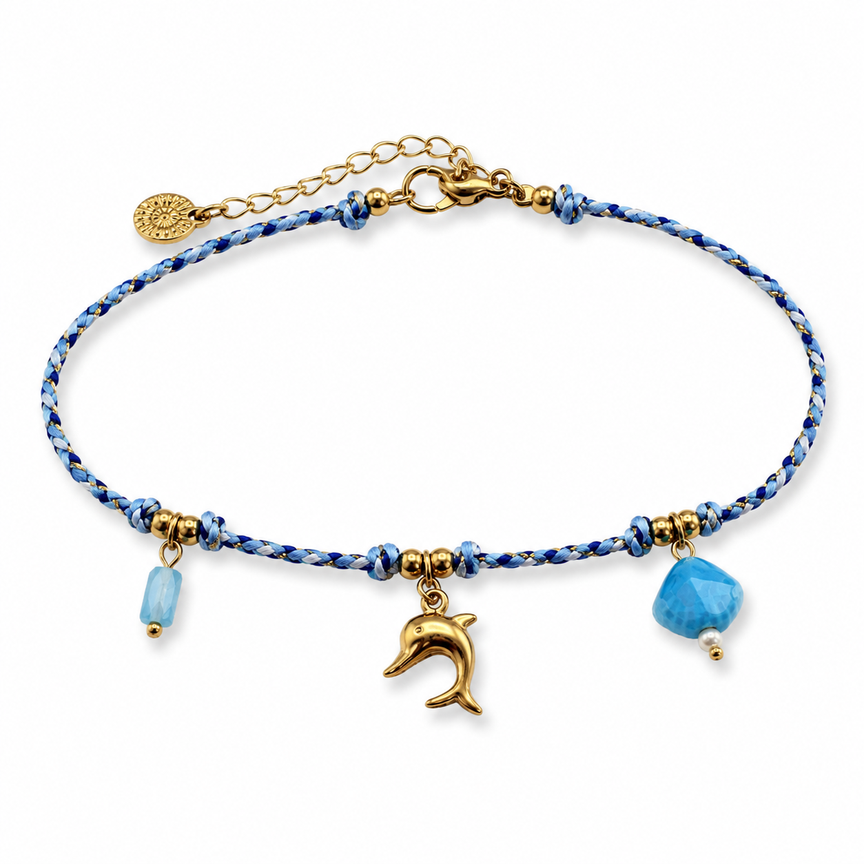 Ocean Charm Fußkette Gold Blau