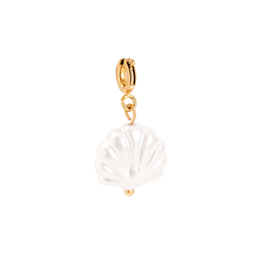 Charm - Muschel Weiß im 18K Gold look