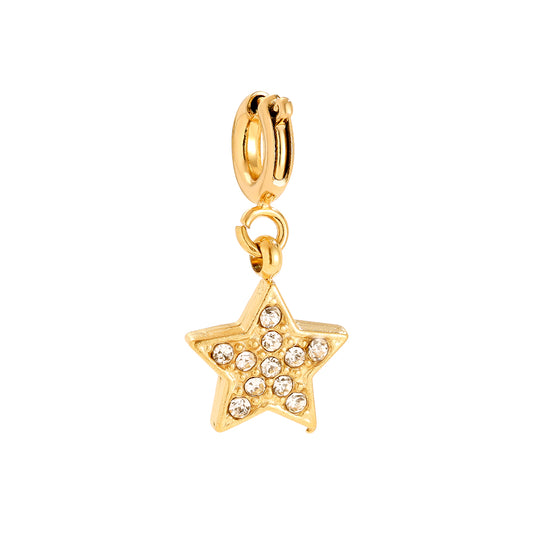Charm - Zirkonia Stern im 18K Gold look