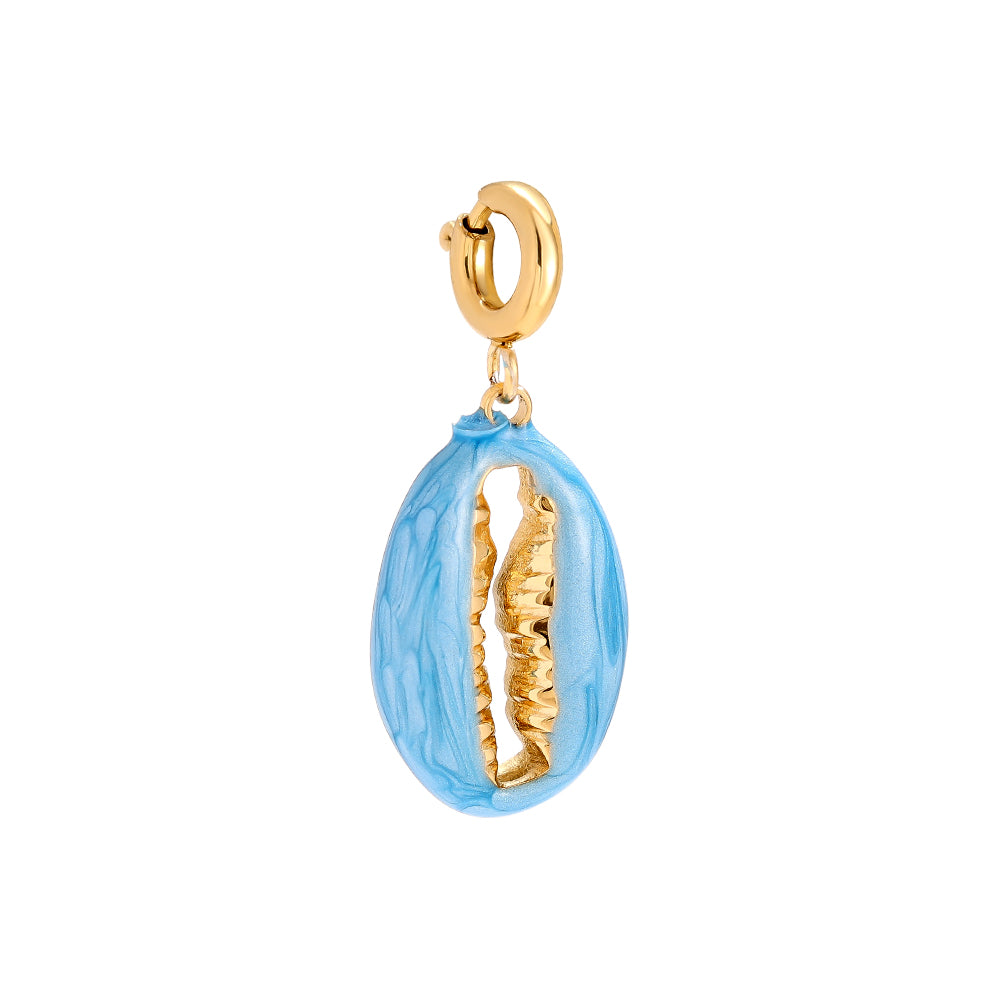 Charm - Muschel Blau im 18K Gold look