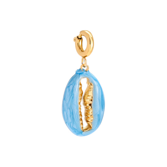 Charm - Muschel Blau im 18K Gold look