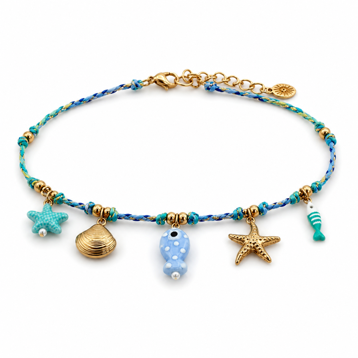 Ocean Charm Fußkette Gold Blau