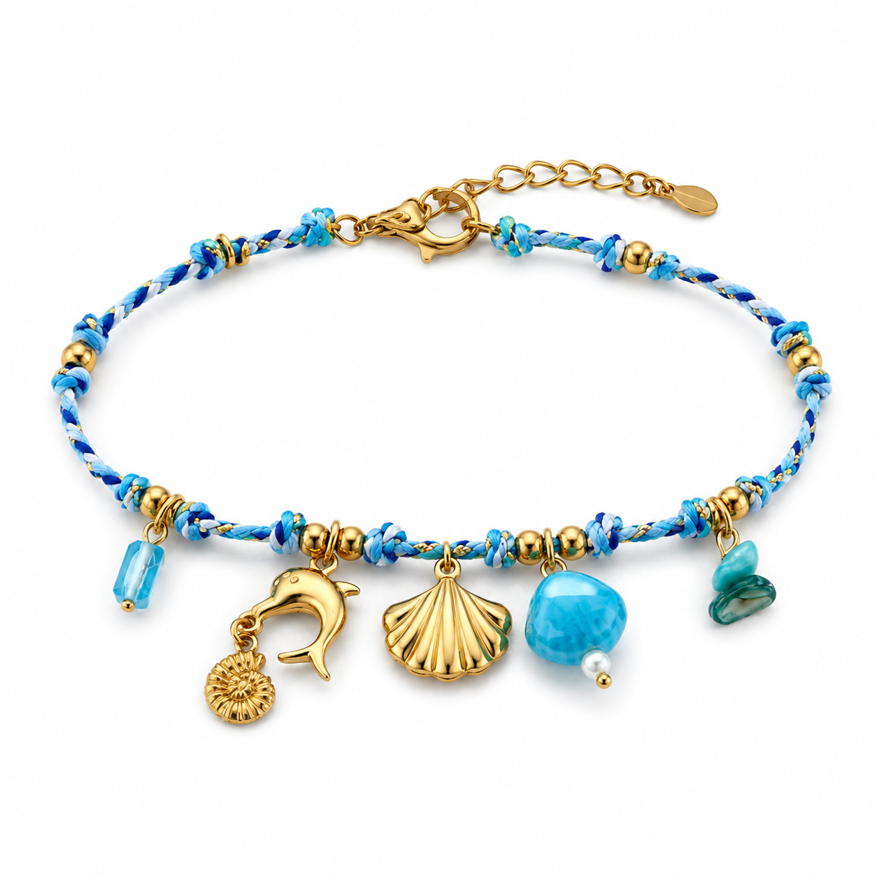 Ocean Charm Fußkette Gold Blau