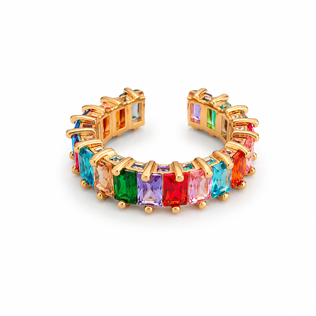 Rainbow Glow Earcuff – Gold