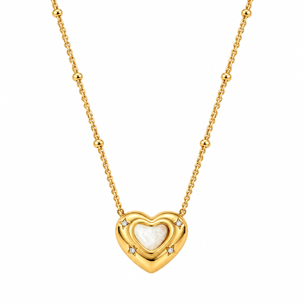 Emerald Heart Halskette Beige - 18K Vergoldung