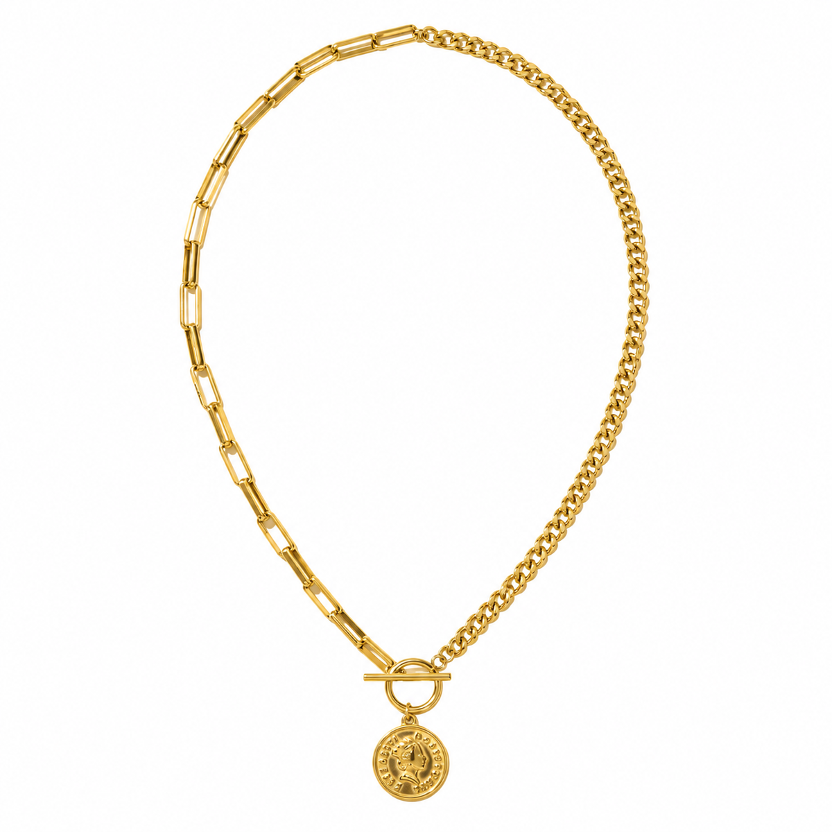 Coin Link Halskette – 18K Vergoldung
