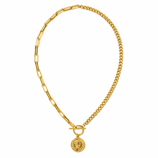 Coin Link Halskette – 18K Vergoldung