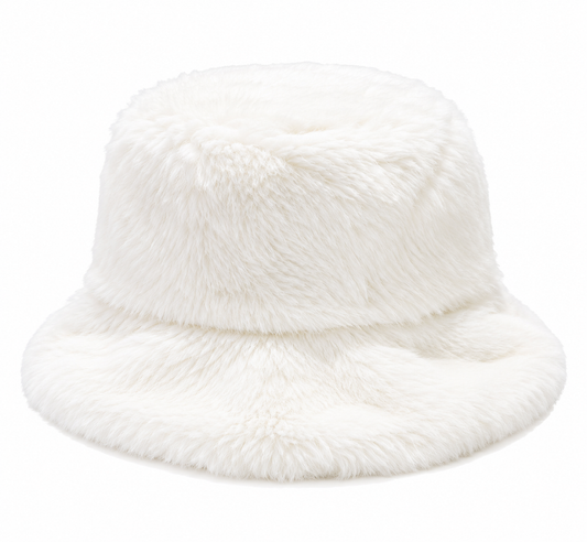 Fluffy Winter Bucket Hat – Creme