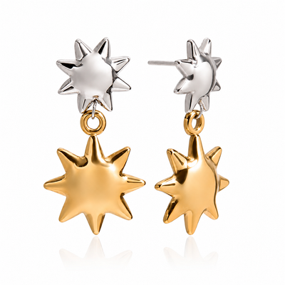 Bicolor Sun Drop Ohrringe – Gold & Silber