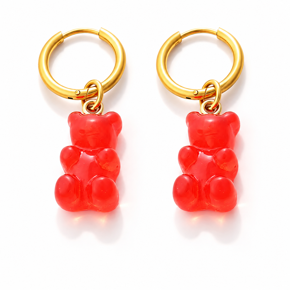 Gummy Bear Creolen – Gold & Rot