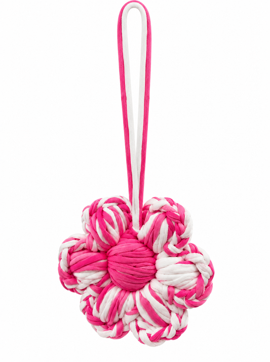 Handmade Candy Blossom Bag Charm – Pink & White