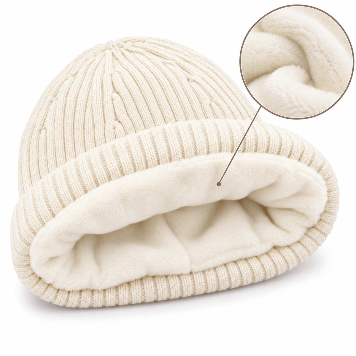 Cozy Knit Winter Beanie – Cremeweiß