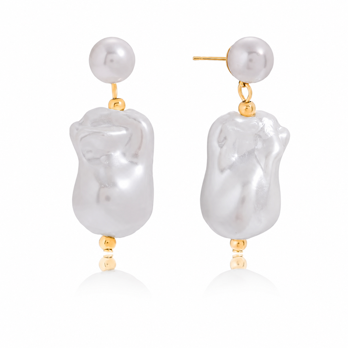 Baroque Pearl Ohrringe – Goldene Edelstahl Ohrstecker mit Perlen