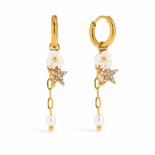 Flora Star Pearl Ohrringe – Gold