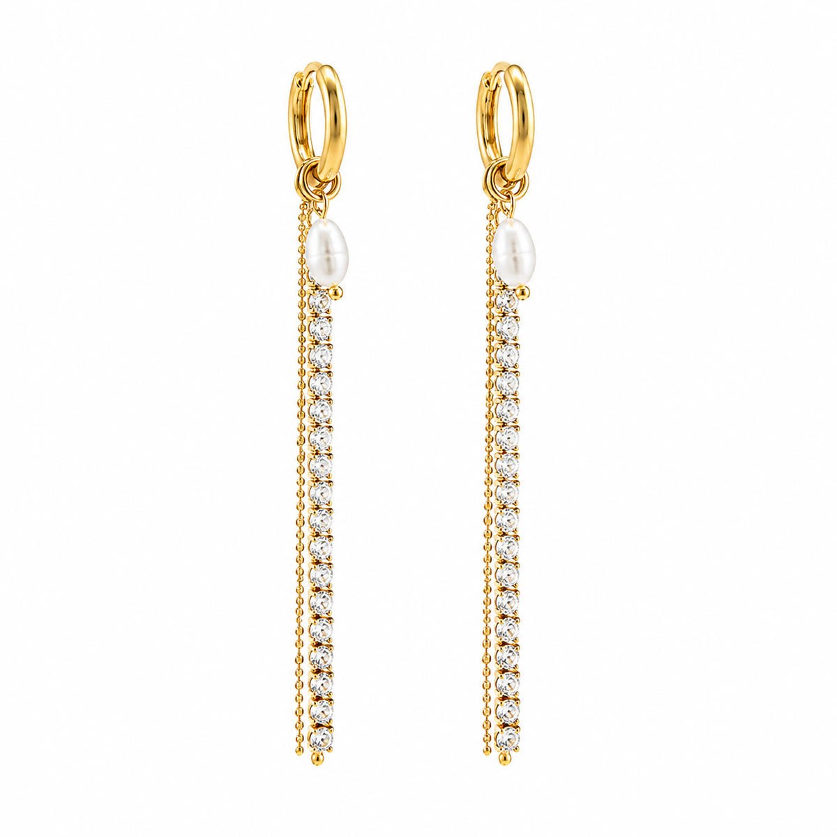 Pearl Sparkle Drop Ohrringe – Gold